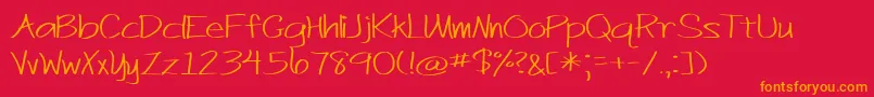 BmdJustActCasual Font – Orange Fonts on Red Background