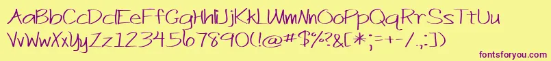 BmdJustActCasual Font – Purple Fonts on Yellow Background