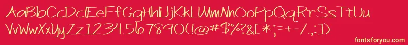 BmdJustActCasual Font – Yellow Fonts on Red Background