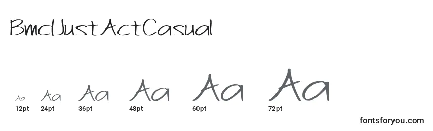 BmdJustActCasual Font Sizes