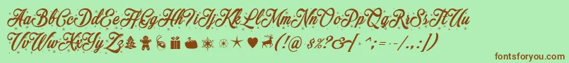 Merrychristmasflake Font – Brown Fonts on Green Background