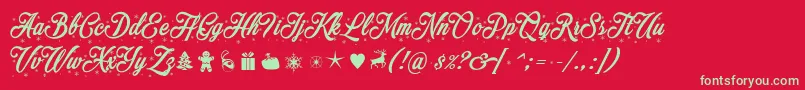 Merrychristmasflake-fontti – vihreät fontit punaisella taustalla