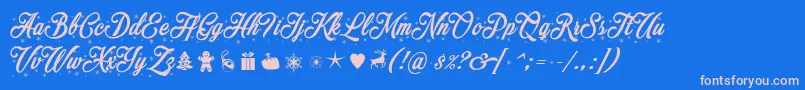 Merrychristmasflake Font – Pink Fonts on Blue Background