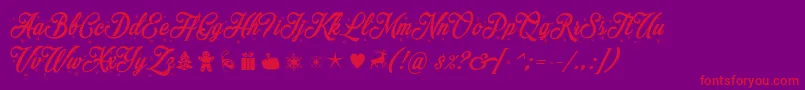 Merrychristmasflake-Schriftart – Rote Schriften auf violettem Hintergrund