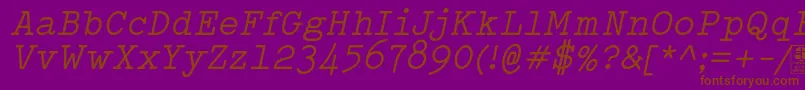 Шрифт TypowriterItalicDemo – коричневые шрифты на фиолетовом фоне