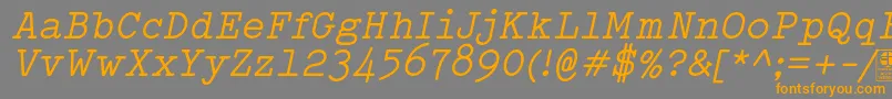 Weitere Informationen zur TypowriterItalicDemo-Schriftart TypowriterItalicDemo-Schriftart – Orangefarbene Schriften auf grauem Hintergrund