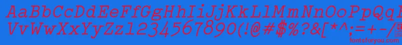 TypowriterItalicDemo-fontti – punaiset fontit sinisellä taustalla