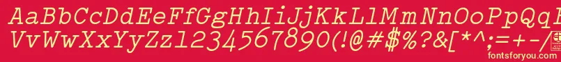TypowriterItalicDemo-fontti – keltaiset fontit punaisella taustalla