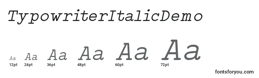 Размеры шрифта TypowriterItalicDemo