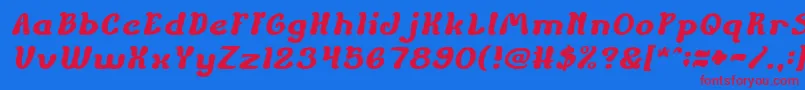 ChildrenStoriesBoldItalic-fontti – punaiset fontit sinisellä taustalla