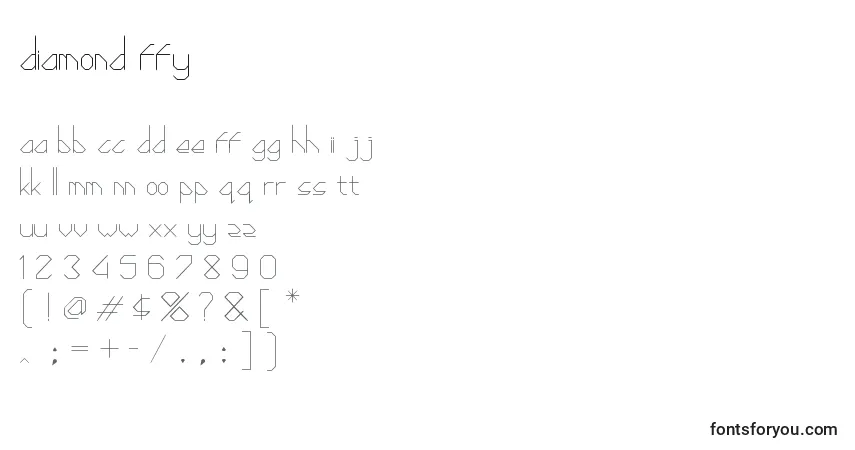 Schriftart Diamond ffy – Alphabet, Zahlen, spezielle Symbole