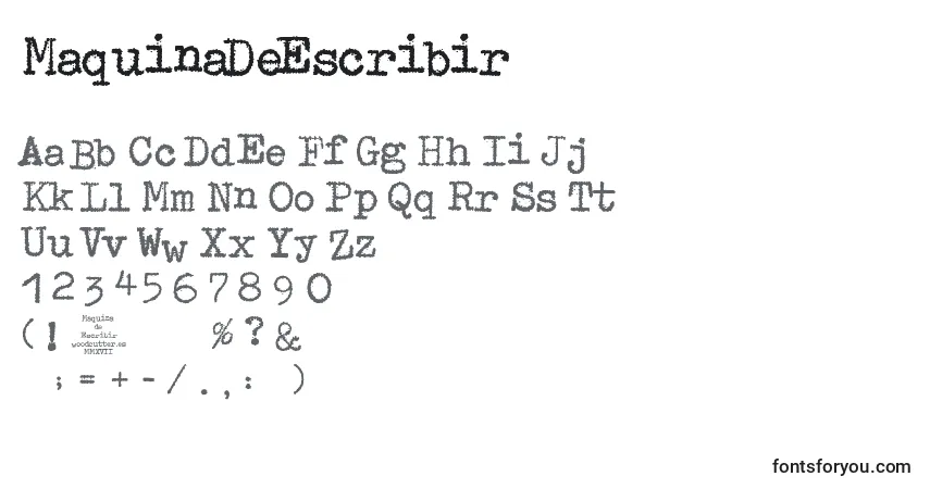 Шрифт MaquinaDeEscribir – алфавит, цифры, специальные символы