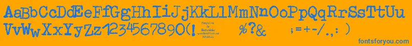 MaquinaDeEscribir Font – Blue Fonts on Orange Background