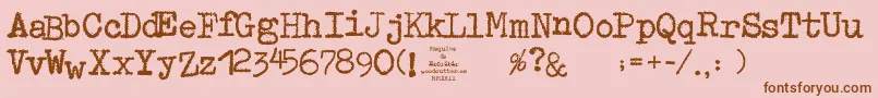 フォントMaquinaDeEscribir – ピンクの背景に茶色のフォント
