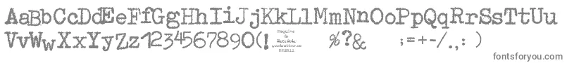 MaquinaDeEscribir-fontti – harmaat kirjasimet valkoisella taustalla