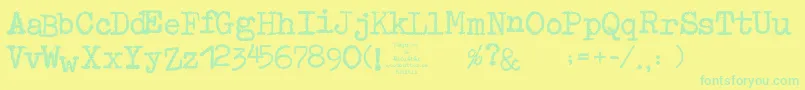 MaquinaDeEscribir Font – Green Fonts on Yellow Background