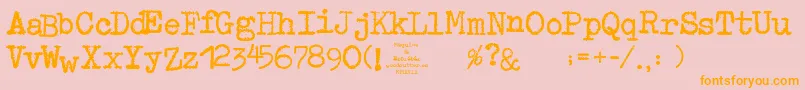 MaquinaDeEscribir-Schriftart – Orangefarbene Schriften auf rosa Hintergrund