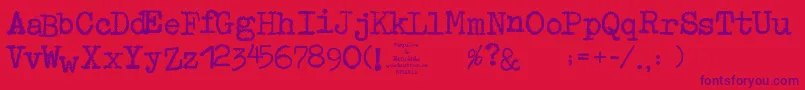 MaquinaDeEscribir-Schriftart – Violette Schriften auf rotem Hintergrund