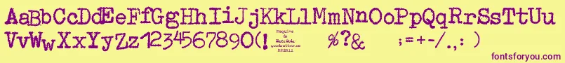MaquinaDeEscribir Font – Purple Fonts on Yellow Background