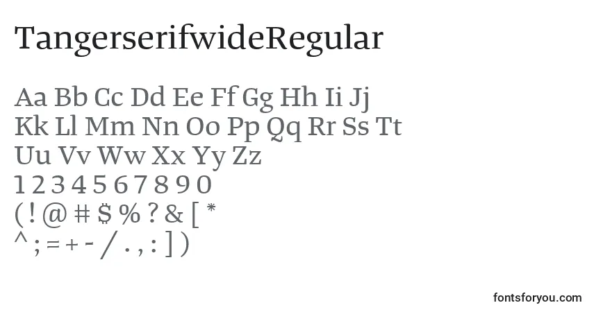 Шрифт TangerserifwideRegular – алфавит, цифры, специальные символы