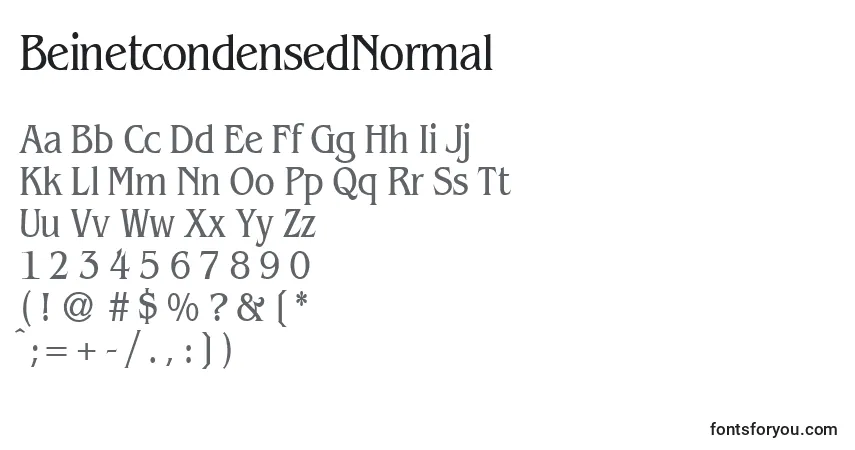 Czcionka BeinetcondensedNormal – alfabet, cyfry, specjalne znaki
