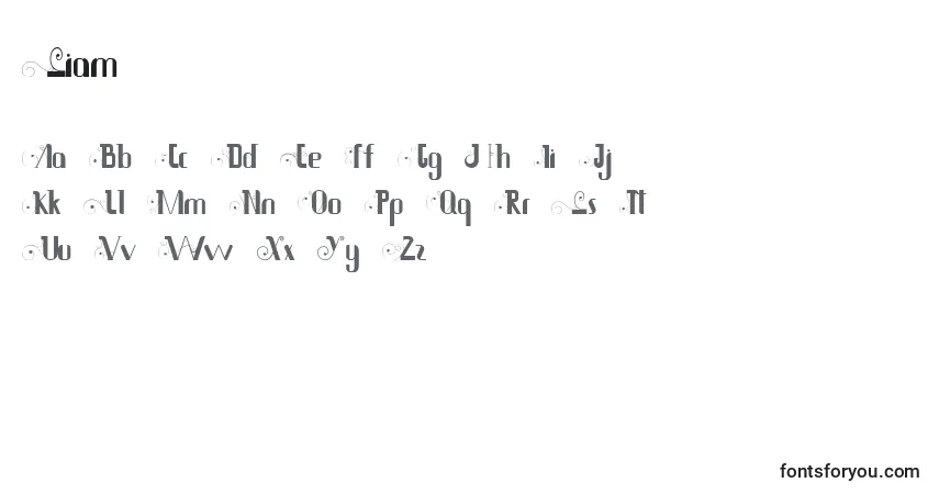 Czcionka Siam – alfabet, cyfry, specjalne znaki
