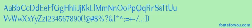 フォントImperiumcond – 青い文字は緑の背景です。