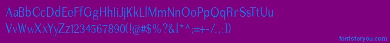 フォントImperiumcond – 紫色の背景に青い文字