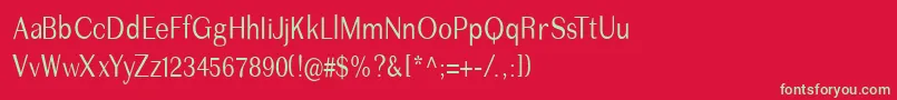 フォントImperiumcond – 赤い背景に緑の文字