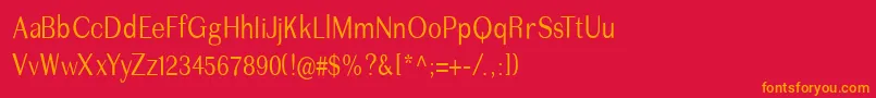 フォントImperiumcond – 赤い背景にオレンジの文字