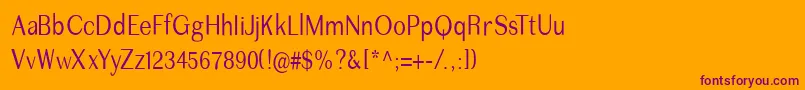 フォントImperiumcond – オレンジの背景に紫のフォント
