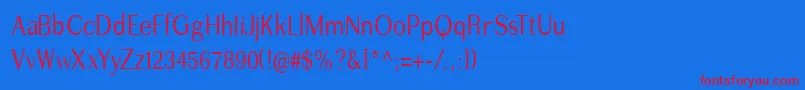 Imperiumcond Font – Red Fonts on Blue Background