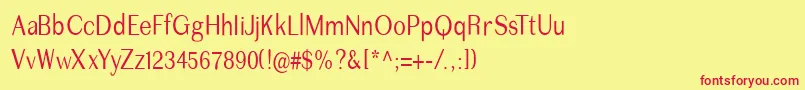 フォントImperiumcond – 赤い文字の黄色い背景