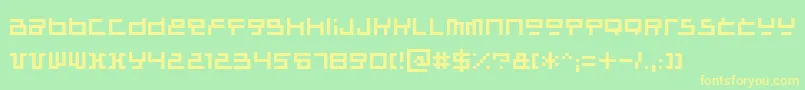 フォントRaumsonde – 黄色の文字が緑の背景にあります