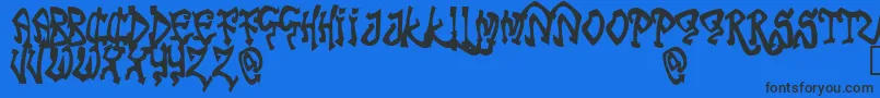 TribalFunk-Schriftart – Schwarze Schriften auf blauem Hintergrund