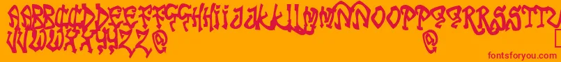 TribalFunk-fontti – punaiset fontit oranssilla taustalla