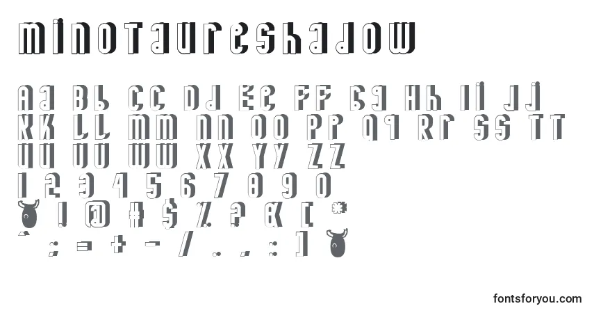 A fonte MinotaureShadow – alfabeto, números, caracteres especiais
