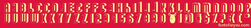 MinotaureShadow-Schriftart – Gelbe Schriften auf rotem Hintergrund