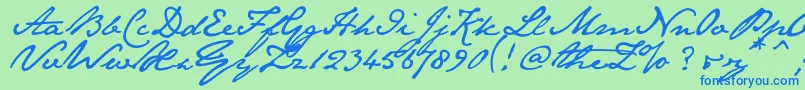 Janeaust Font – Blue Fonts on Green Background