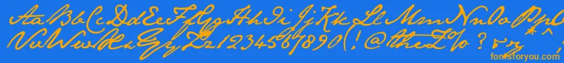 Janeaust Font – Orange Fonts on Blue Background
