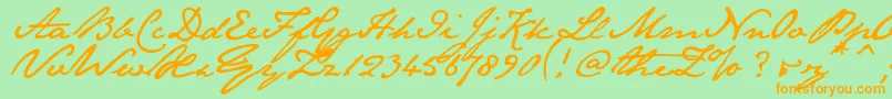 Janeaust Font – Orange Fonts on Green Background