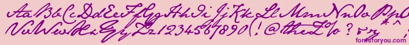 Fonte Janeaust – fontes roxas em um fundo rosa