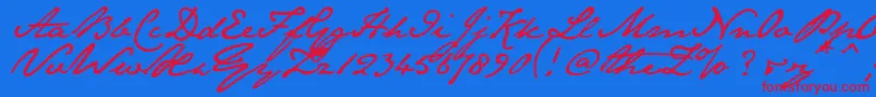 Janeaust Font – Red Fonts on Blue Background