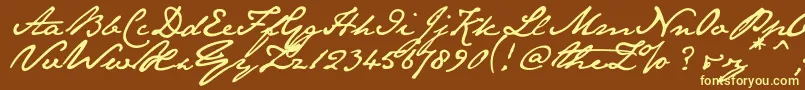 Janeaust-Schriftart – Gelbe Schriften auf braunem Hintergrund