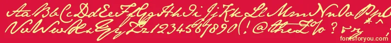 Janeaust Font – Yellow Fonts on Red Background