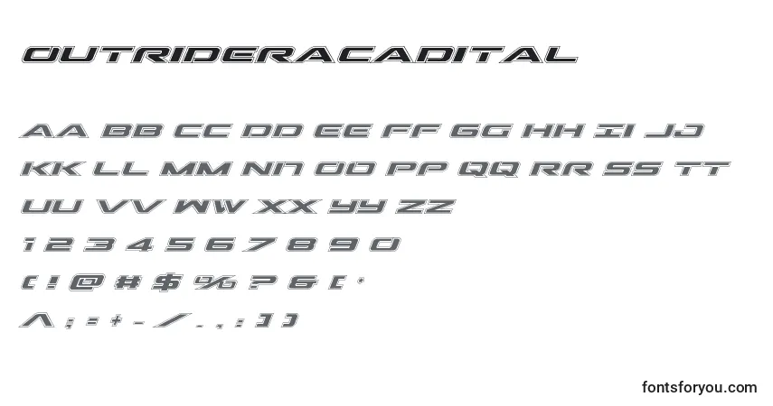 Schriftart Outrideracadital – Alphabet, Zahlen, spezielle Symbole