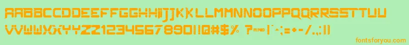 PlutoRevoフォントについての詳細 フォントPlutoRevo – オレンジの文字が緑の背景にあります。