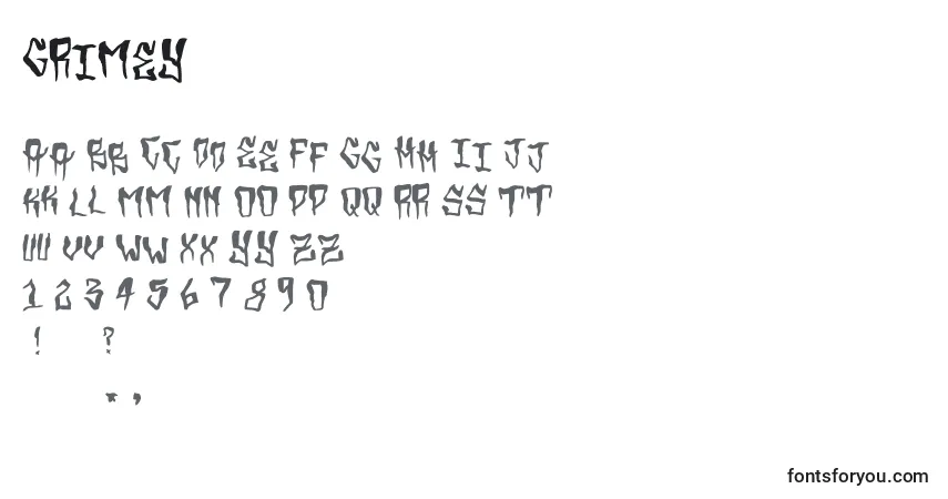 Fuente Grimey - alfabeto, números, caracteres especiales