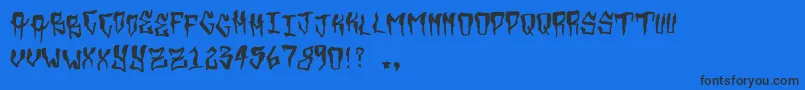 Grimey-Schriftart – Schwarze Schriften auf blauem Hintergrund
