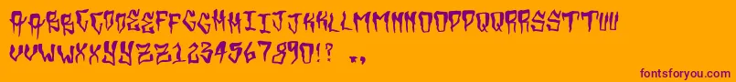 Weitere Informationen zur Grimey-Schriftart Grimey-Schriftart – Violette Schriften auf orangefarbenem Hintergrund